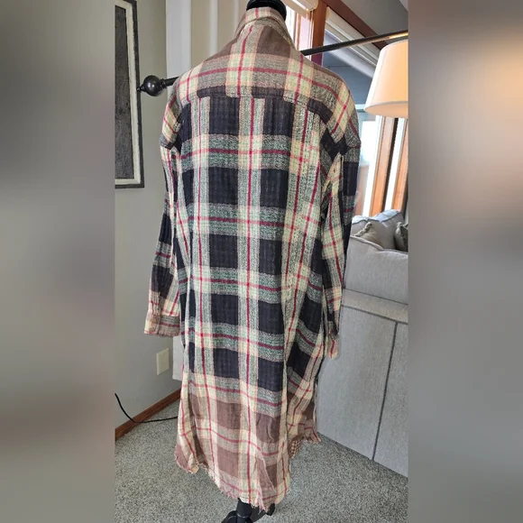 OLI & Hali Black Plaid Button-Up Duster MED - NWOT - Picture 8 of 9